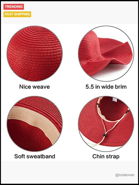 Wide Brim Floppy Straw Sun Hat UV Protection for Beach Travel main image 6